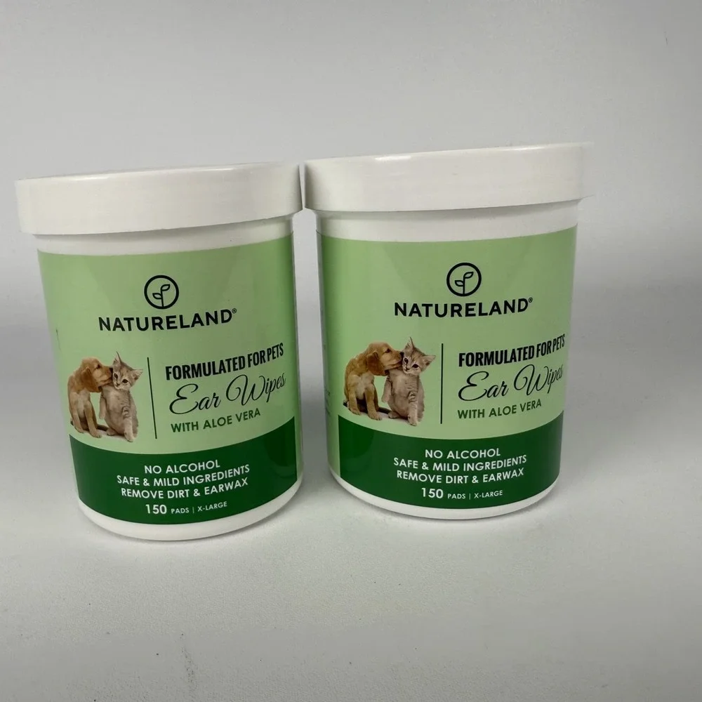 NATURELAND PET Extra Large Dog Ear‎ Cleaning Wipes LOT OF 2 EXP 2026